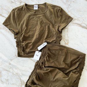 NWT Aritzia TNA Chill Malibu Top Skirt Set, Bough Green, Size S